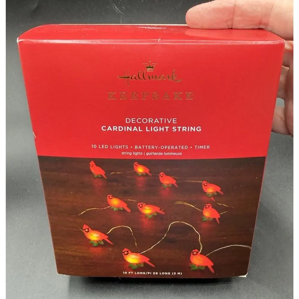 Hallmark Decorative Cardinals Magic Light String 10' 6 Hour Timer Brand New -42D